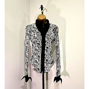 Samuel Dong y2k Whimsigoth Embroidered Flip Cuffs Full Zip Sheer Jacket Womens S